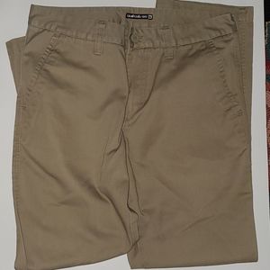 Quicksilver khaki flat front pants 32